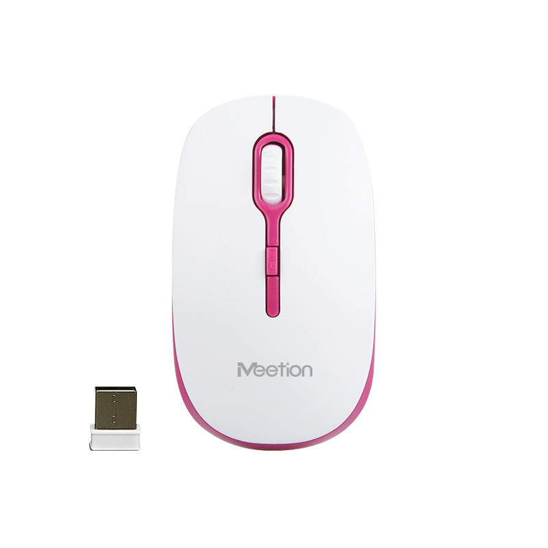 Meetion Wireless Mouse MT-R547 2.4G White & Pink