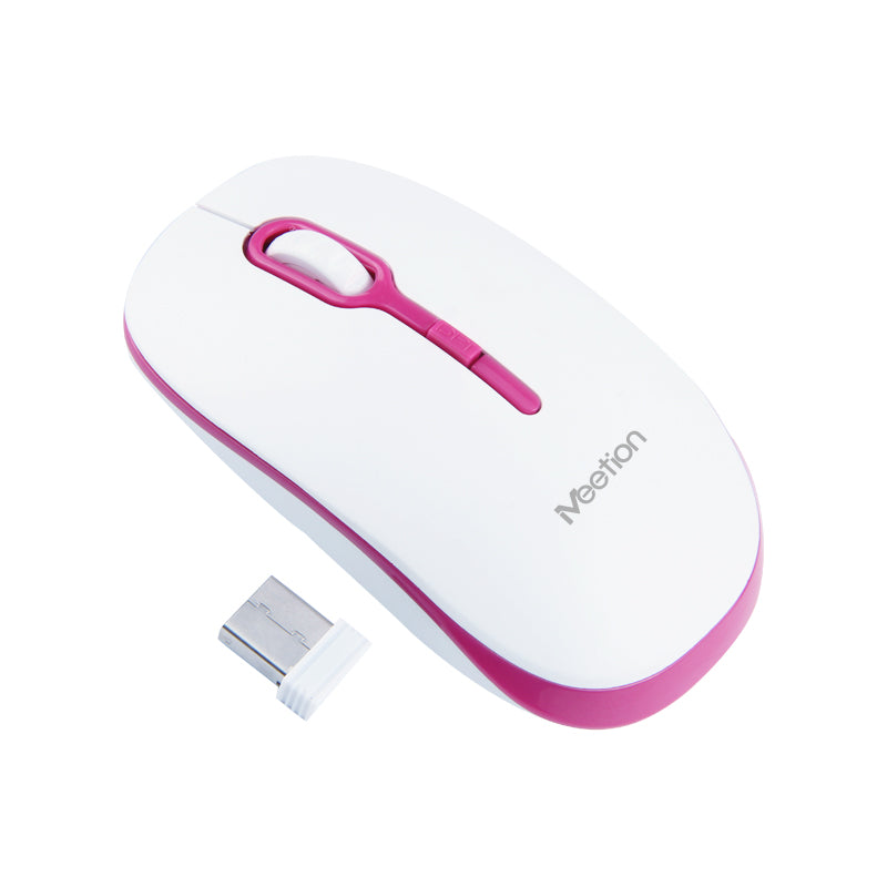 Meetion Wireless Mouse MT-R547 2.4G White & Pink