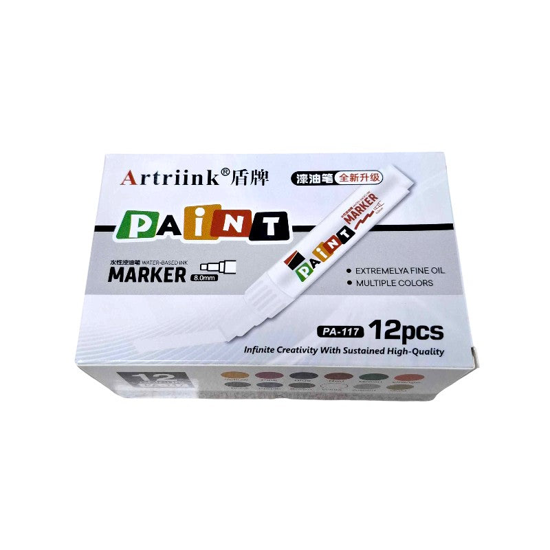 Σετ ανεξίτηλοι μαρκαδόροι βαφής - 8mm - 12pcs - 1770506 - 170828 - White