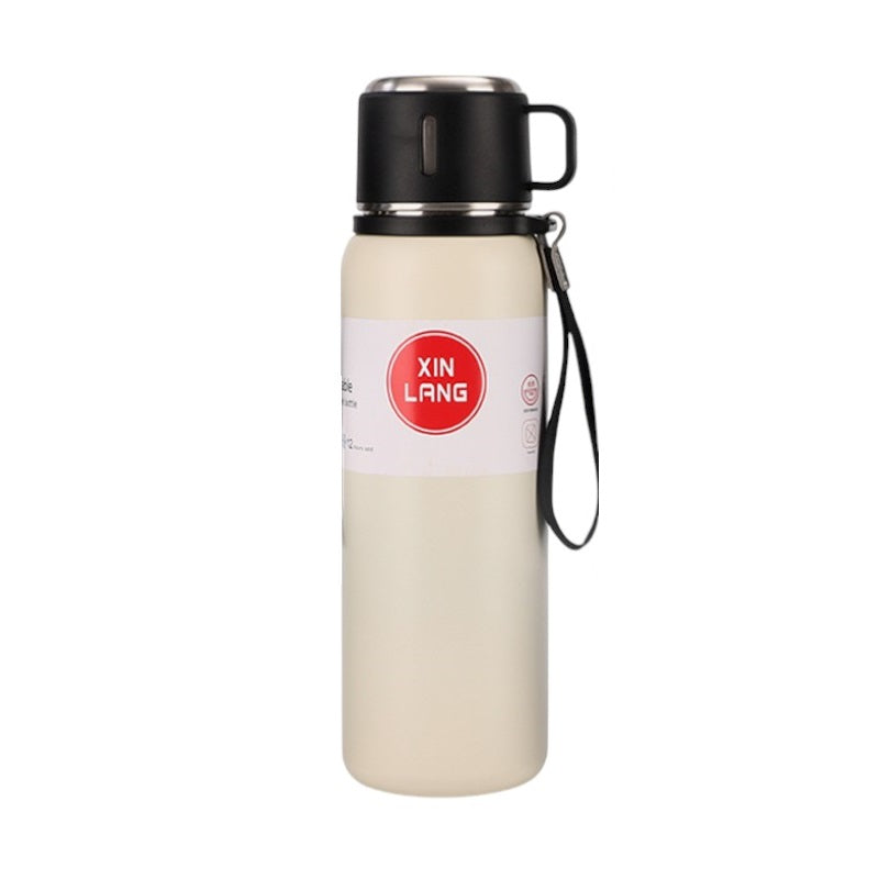 Portable thermos flask with mug - 600ml - 312598 - White