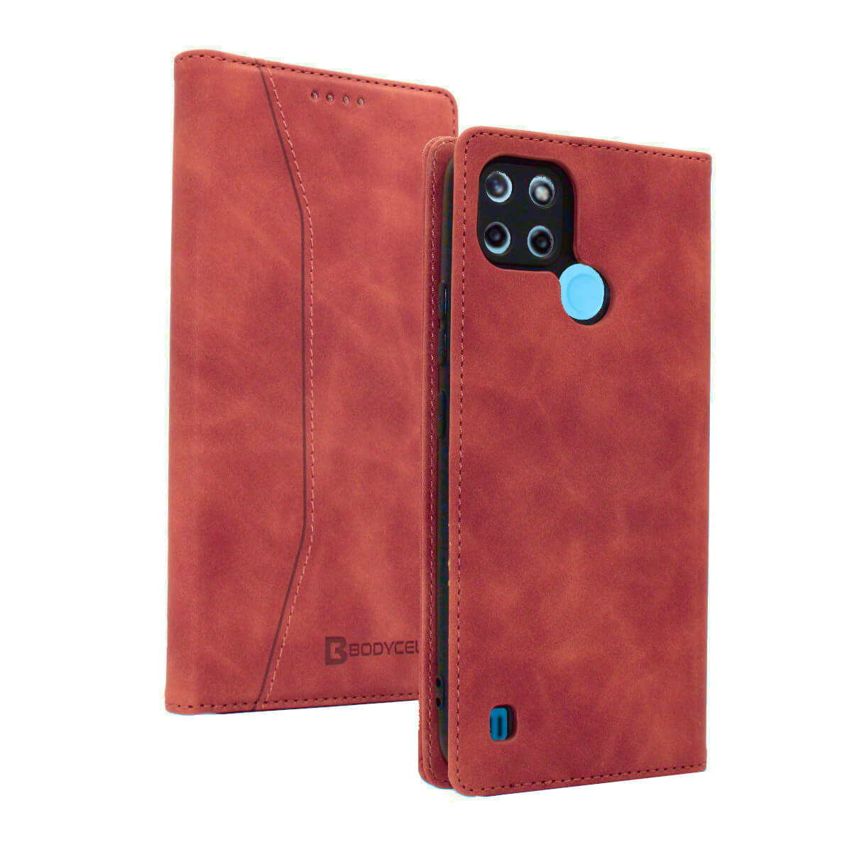 Bodycell Book Case Pu Leather For REALME C21Y/C25Y Red