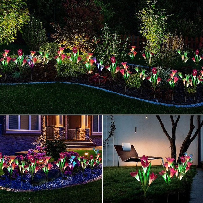 Φωτιζόμενα διακοσμητικά λουλούδια LED με ηλιακό πάνελ - 2pcs - 150272 - Purple