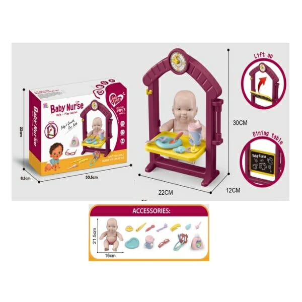 Καρεκλάκι φαγητού με κούκλα και αξεσουάρ - HL-15 - 153338 - iThinksmart.gr