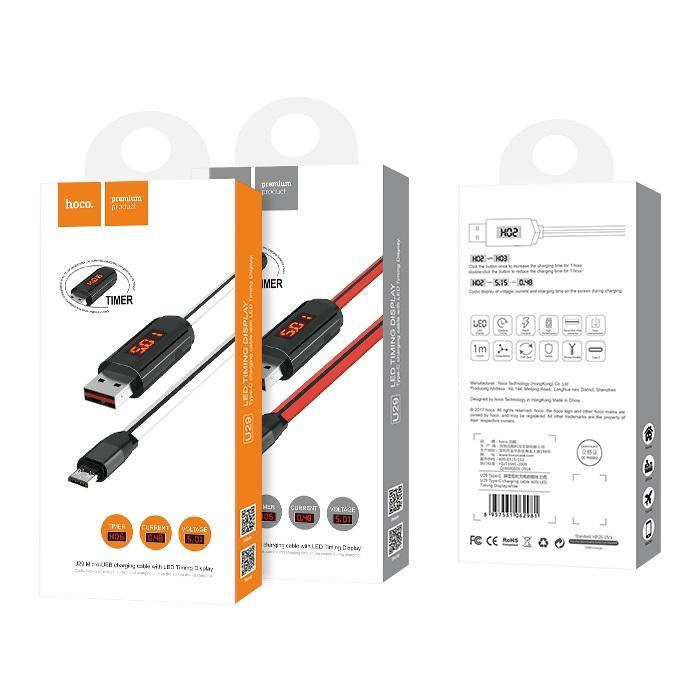 Καλώδιο Φόρτισης Micro USB 1m με Timer Hoco U29 - iThinksmart.gr
