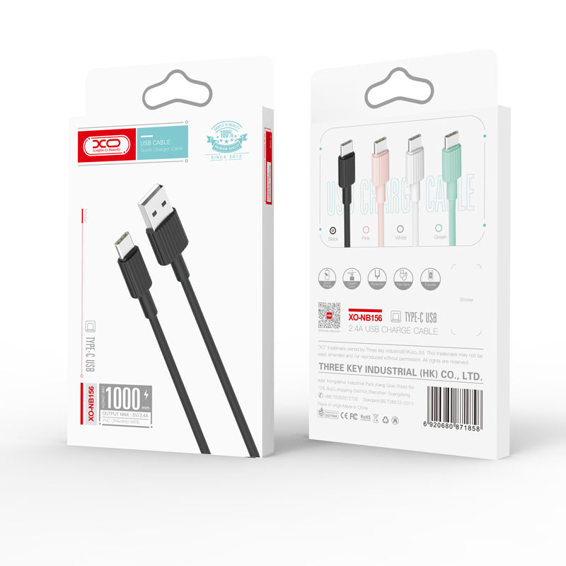 Καλώδιο Φόρτισης & Δεδομένων USB Lightning 1m 2.4Α XO NB156 - Λευκό - iThinksmart.gr