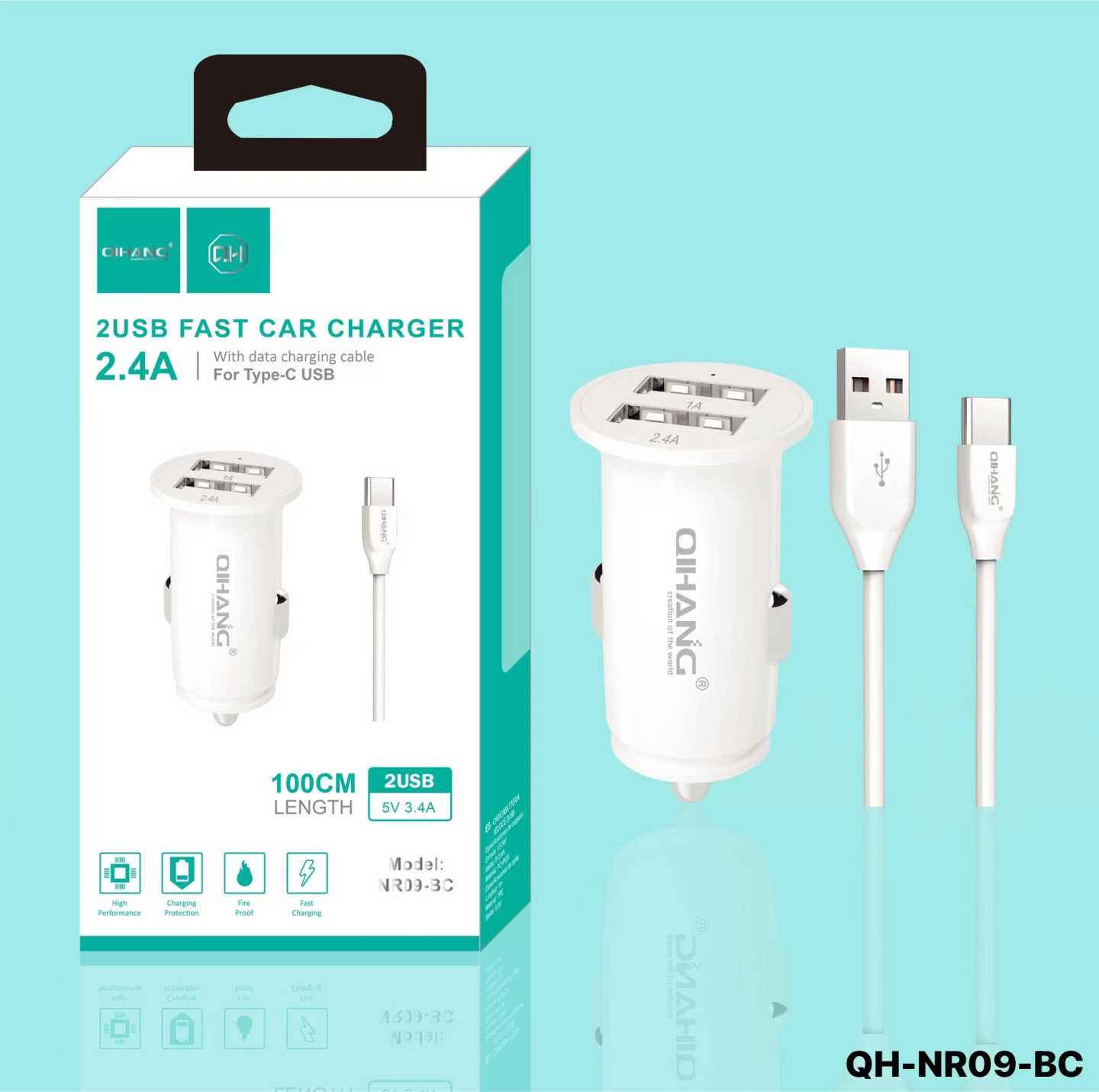 Φορτιστής αυτοκινήτου - Type C - QH-NR09-BC - Fast Charger - 212400 - iThinksmart.gr