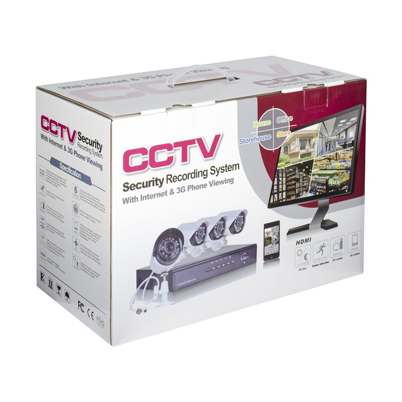 Ολοκληρωμένο Σύστημα CCTV - KIT4-VDT20/GN-KT4U60-FH200 (Καταγραφικό DVR & 4 Κάμερες & Καλώδια & Τροφοδοτικό)