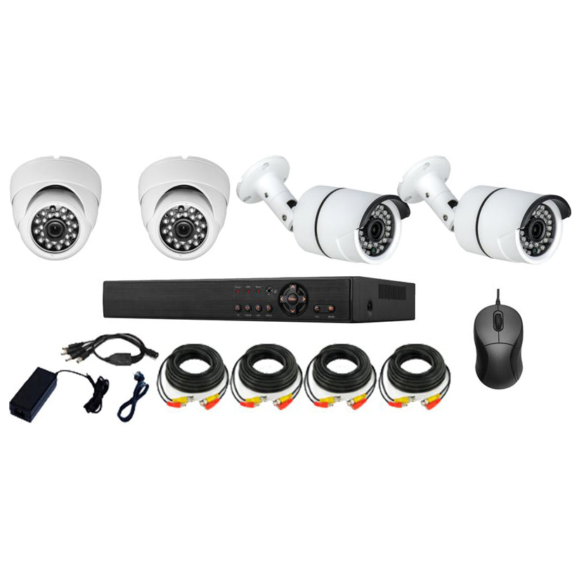 Ολοκληρωμένο Σύστημα CCTV - KIT4-VDT20/GN-KT4U60-FH200 (Καταγραφικό DVR & 4 Κάμερες & Καλώδια & Τροφοδοτικό) - iThinksmart.gr