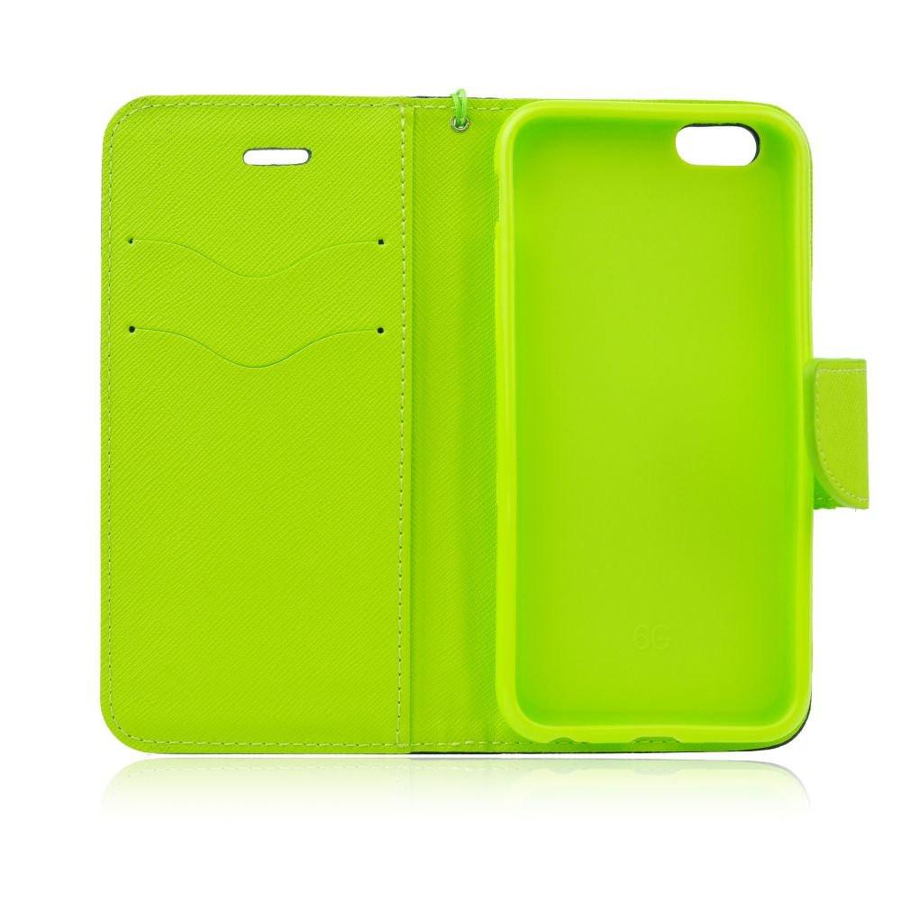 Θήκη Πορτοφόλι Fancy Book από Δερματίνη - iPhone 11 Pro Max - Μπλε / Lime - iThinksmart.gr