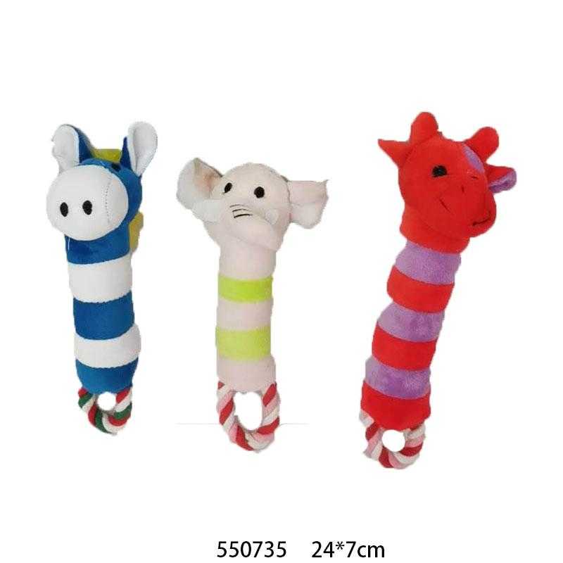 Λούτρινο παιχνίδι σκύλου ζωάκι με σχοινί - 24x7cm - 550735 - iThinksmart.gr