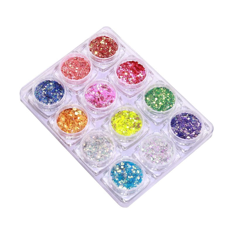 Σετ Glitter νυχιών Nail Art - Παλέτα - Glitter DW - 12pcs - 910600 - iThinksmart.gr