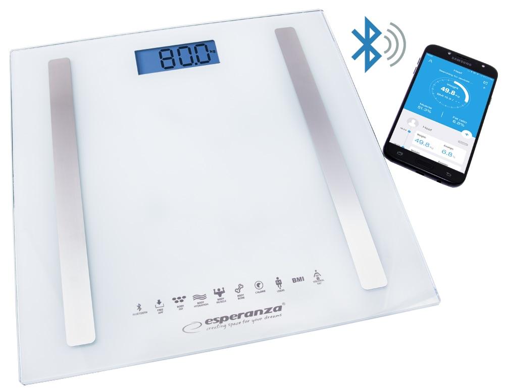 Ψηφιακή Ζυγαριά Σώματος Γυάλινη 8 σε 1 Bluetooth - Esperanza B.Fit - Λευκό - iThinksmart.gr