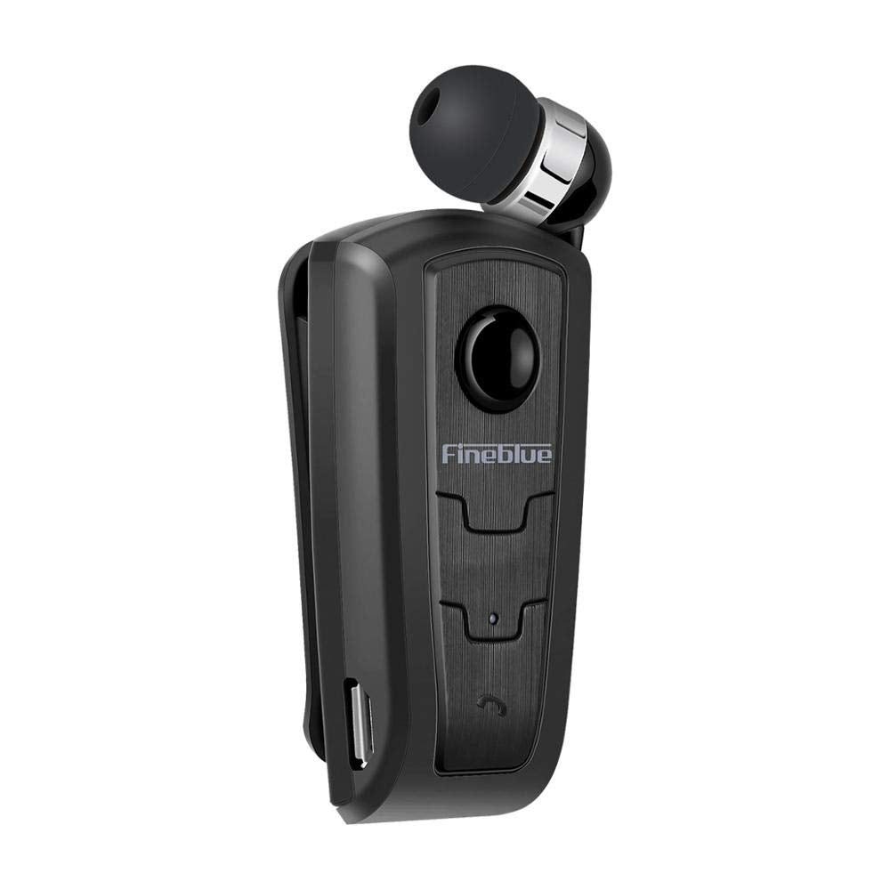 Fineblue F910 Bluetooth Clip-On Handsfree Ακουστικό με Δόνηση και Επεκτεινόμενο Καλώδιο - Μαύρο