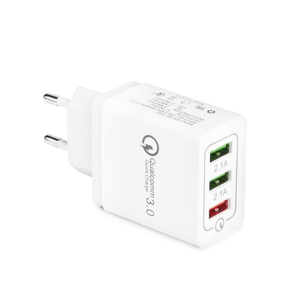 Φορτιστής Ταξιδίου 220V 5,1A (3 Θυρες USB) - Λευκος - iThinksmart.gr