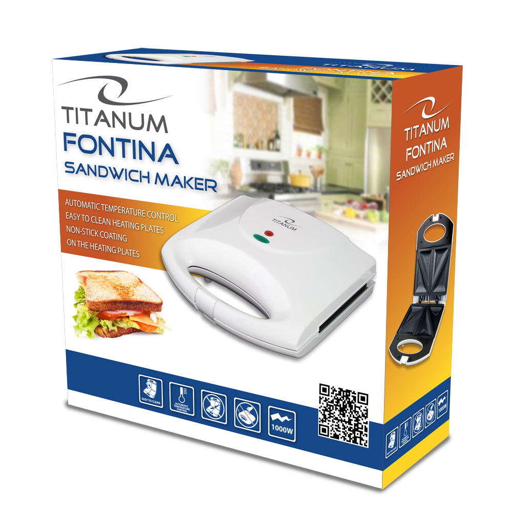 Τοστιέρα Τρίγωνων Τοστ - Titanum Sandwich Maker Fontina 1000W - Λευκό - iThinksmart.gr