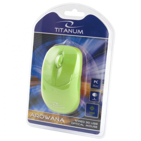 Ποντίκι Titanum 3D Arowana Ενσύρματο - Πράσινο - iThinksmart.gr
