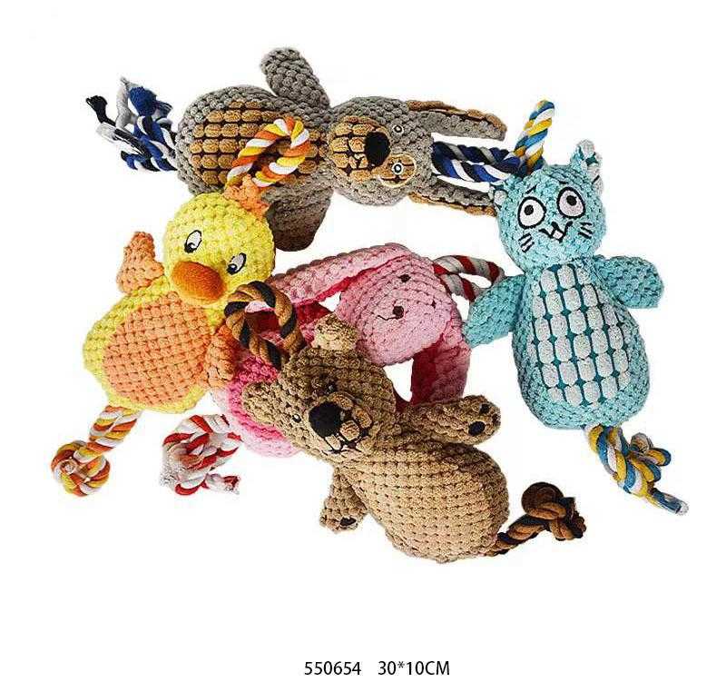 Λούτρινο παιχνίδι σκύλου ζωάκι με σχοινί - 30x10cm - 550654 - iThinksmart.gr