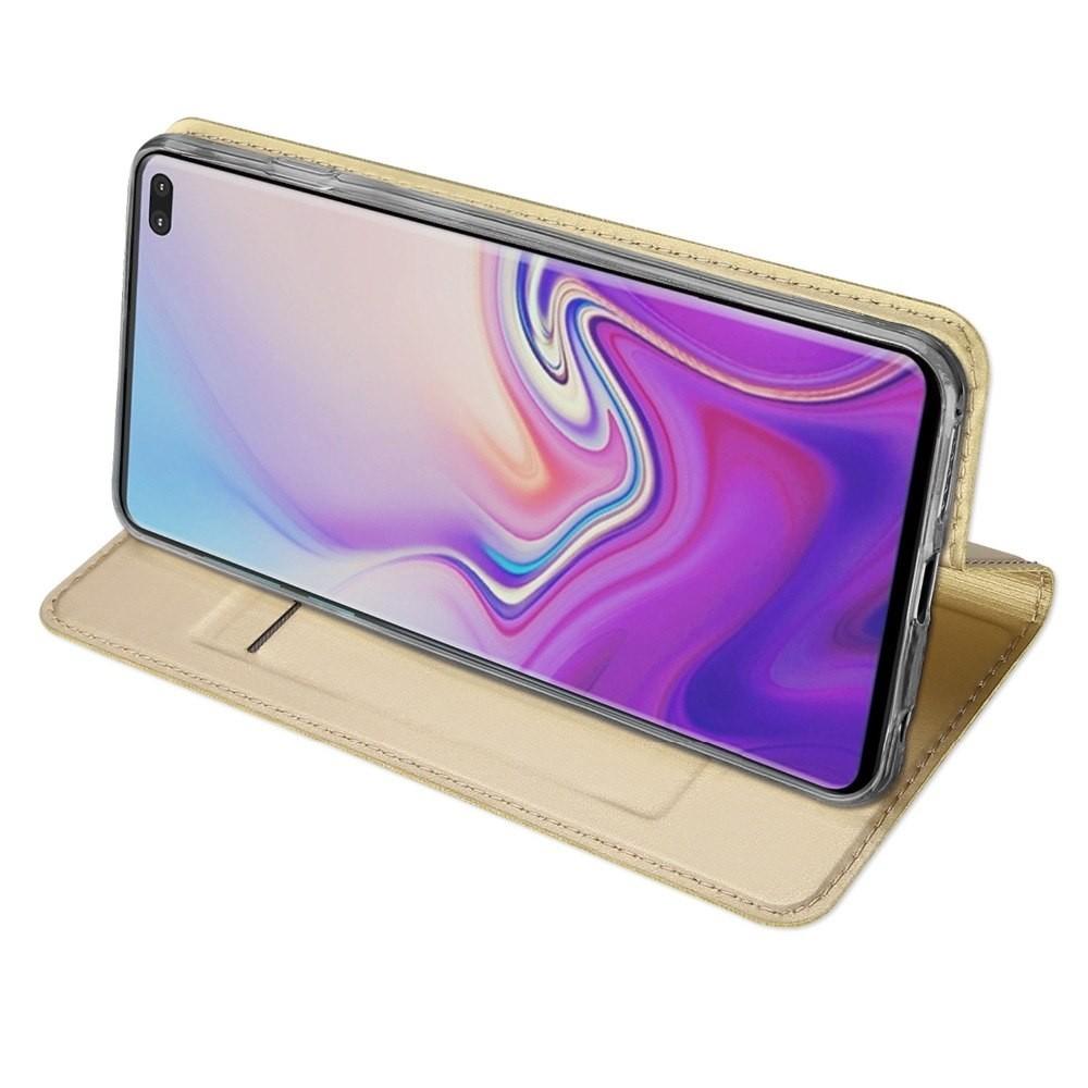 Θήκη Πορτοφόλι Flip Dux Ducis από Δερματίνη - Samsung Galaxy S10 Plus - Χρυσο - iThinksmart.gr