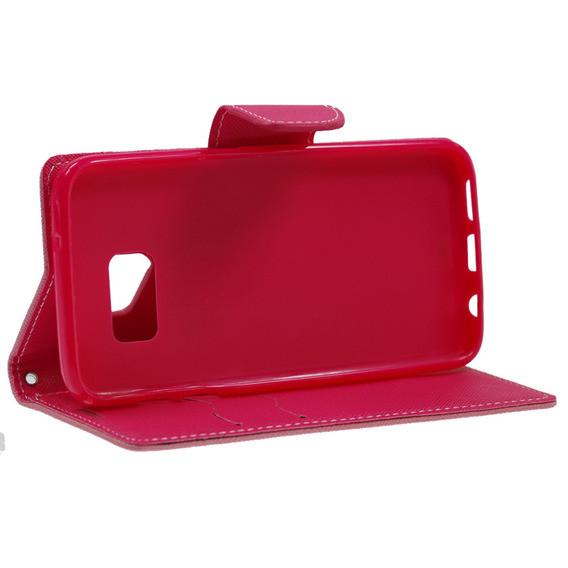 Θήκη Πορτοφόλι Fancy Book από Δερματίνη - Samsung Galaxy S6 Edge (G925) - Ροζ - iThinksmart.gr