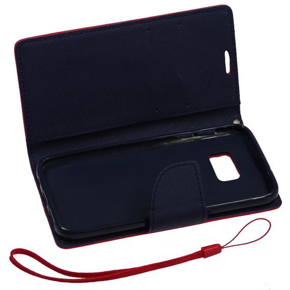 Θήκη Πορτοφόλι Fancy Book από Δερματίνη - Samsung Galaxy S6 Edge (G925) - Κοκκινο / Μπλε - iThinksmart.gr