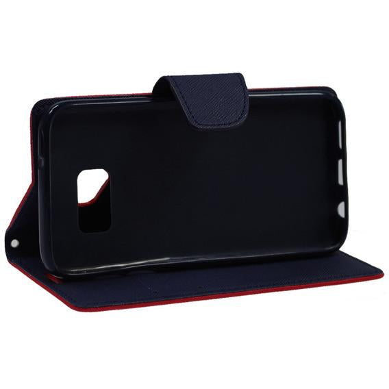 Θήκη Πορτοφόλι Fancy Book από Δερματίνη - Samsung Galaxy S6 (G920) - Κοκκινο / Μπλε - iThinksmart.gr