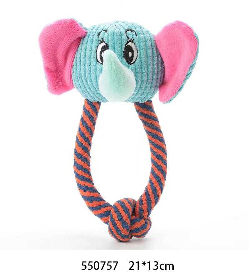 Λούτρινο παιχνίδι σκύλου ζωάκι με σχοινί - 21x13cm - 550757 - iThinksmart.gr