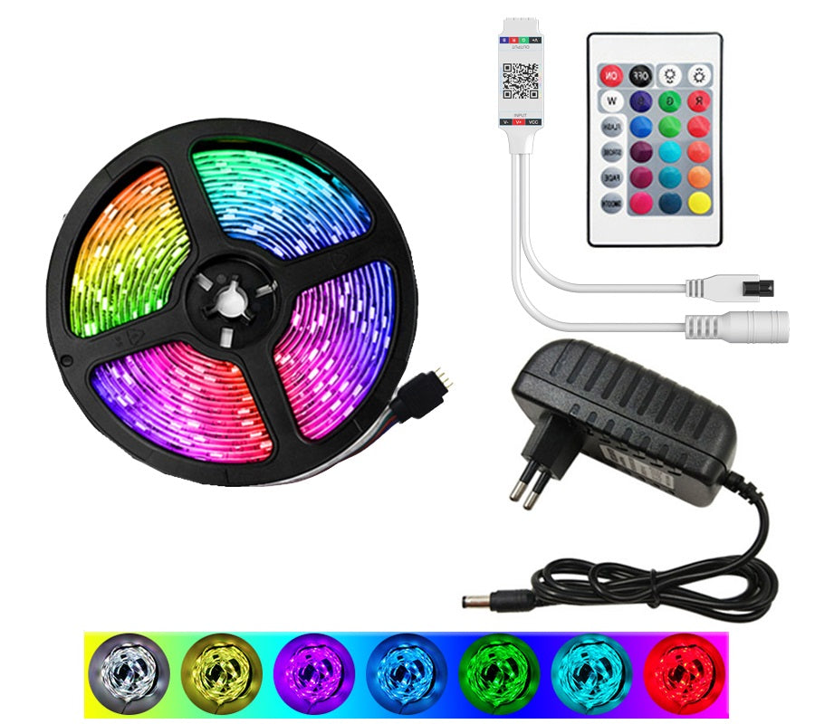 Ταινία LED RGB με κοντρόλ OEM - 5 Μέτρα Αυτοκόλλητη 220V - iThinksmart.gr