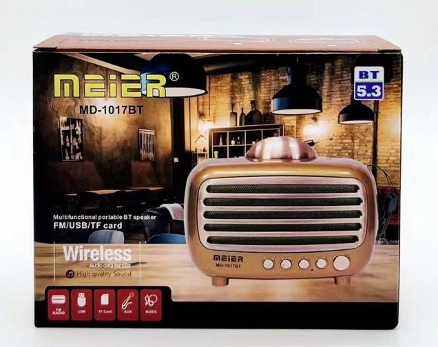 Επαναφορτιζόμενο ραδιόφωνο Retro - MD-1017BT - 020146 - Gold