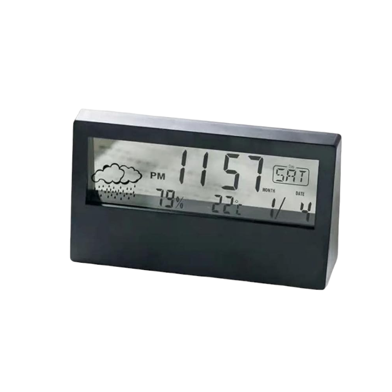Digital Clock with Thermometer - YQ618E - 618913 - Black