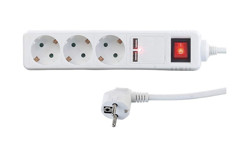Πολύπριζο 3 θέσεων με διακόπτη και 2 θύρες USB - Σούκο - ST-GB03SU - 5m - 031351 - iThinksmart.gr