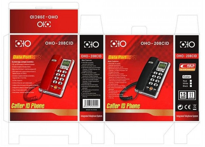 Corded landline telephone - OHO 208 - 102082 - Red