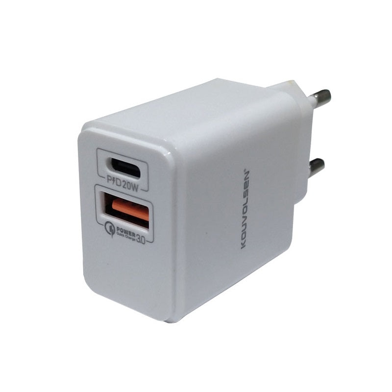 Fast Charge charging adapter with 2 USB-A &amp; Type-C ports - 18W - CX-54 - 110204