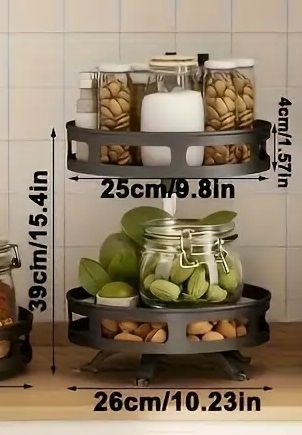 Ραφιέρα οργάνωσης κουζίνας περιστρεφόμενη διώροφη - 11902 - 114005 - White