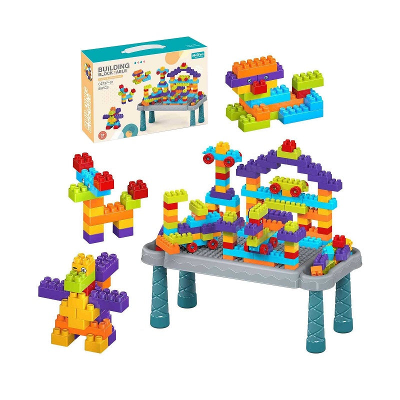 Σετ πάγκος κατασκευών DIY με τουβλάκια - C2737-01 - 88pcs - 117158