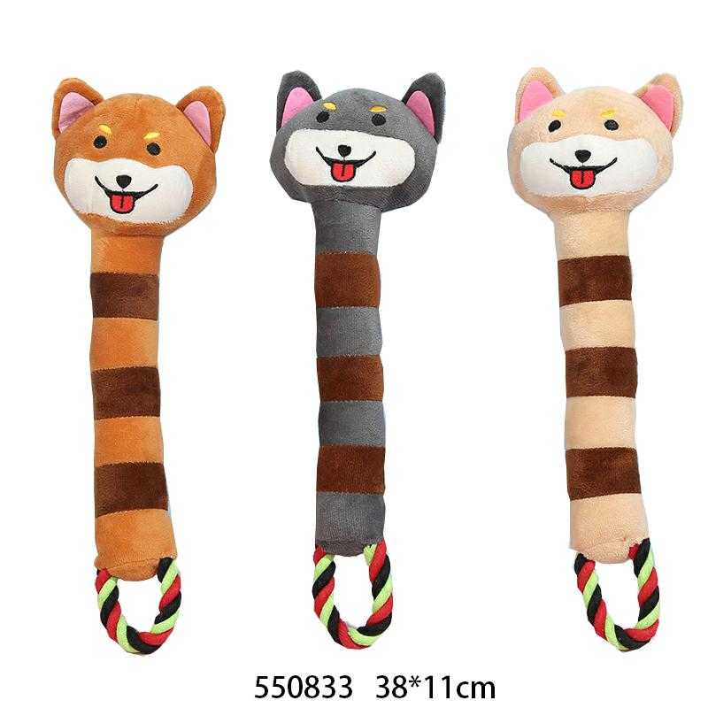 Plush dog toy animal with rope - 38cm - 550833