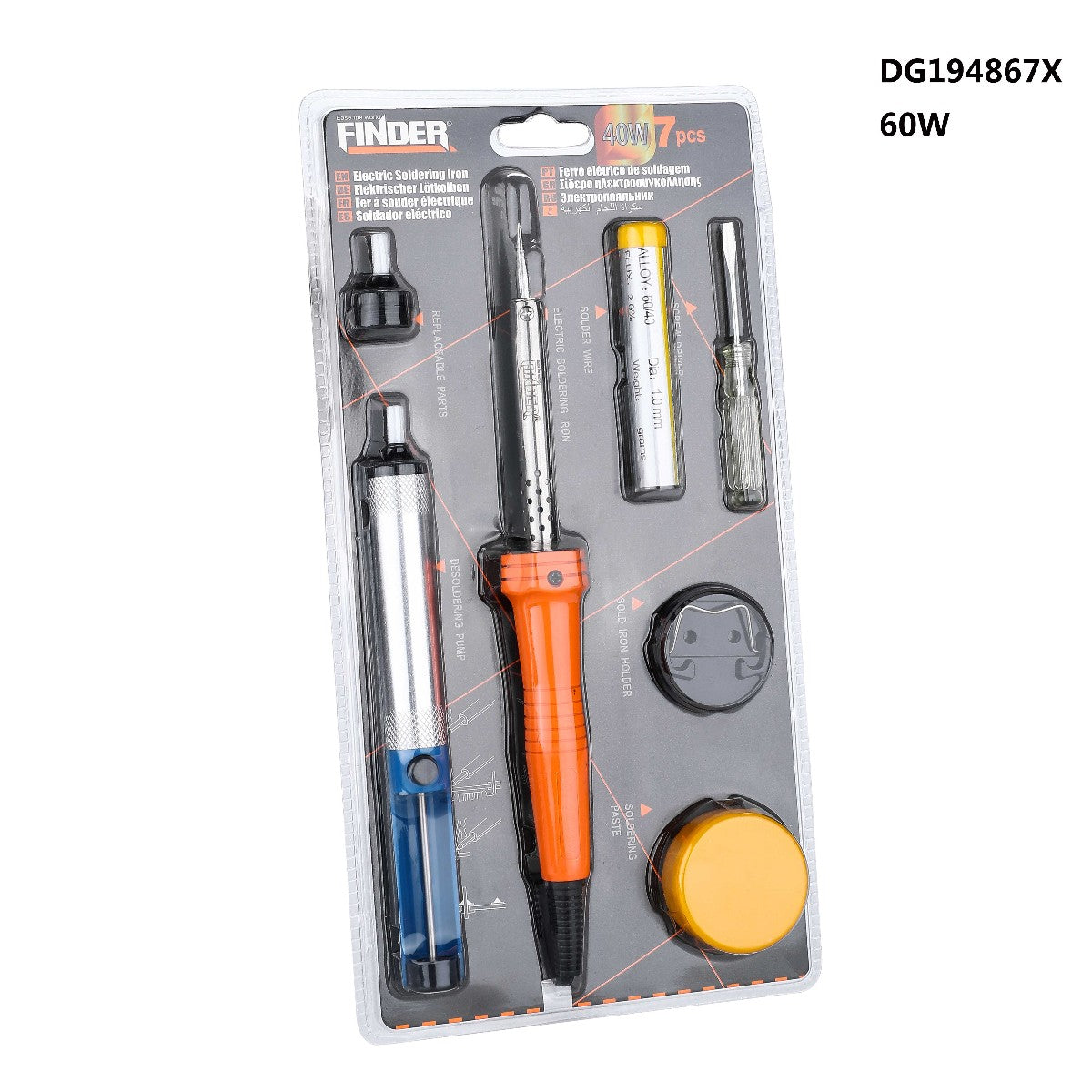 Electric soldering iron - Set - 60W - Finder - 194867