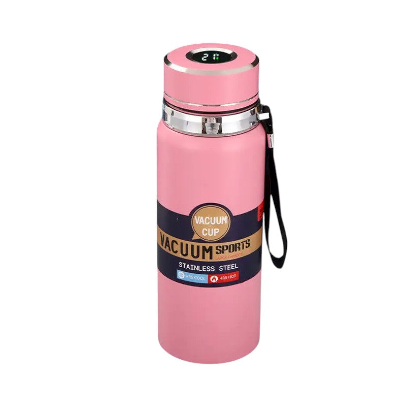 Φορητό παγούρι-θερμός με ψηφιακό θερμόμετρο - 600ml - 168440 - Pink