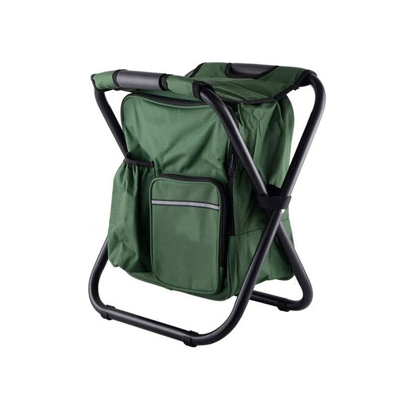 Folding stool and camping backpack - 1344 - 170105 - Green