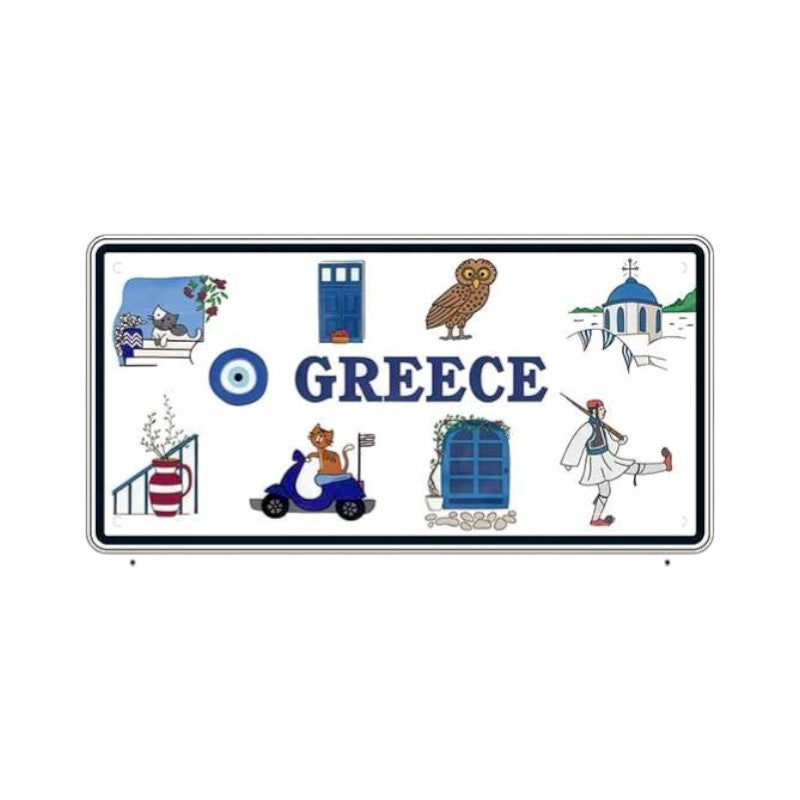 Souvenir metal sign - 12pcs - Greece - 15x30cm - 181041
