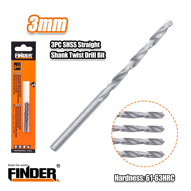Iron drill bits - 4241 - 3mm - 3pcs - Finder - 195749