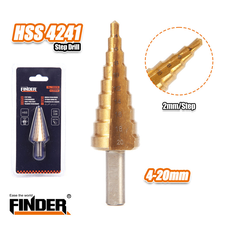 Stepped conical drill bit - 4-20mm - Finder - 196656