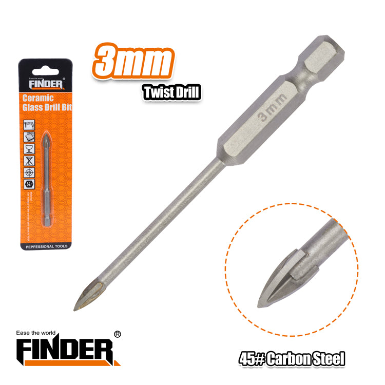 Glass/tile drill bit, square - 3mm - Finder - 196668