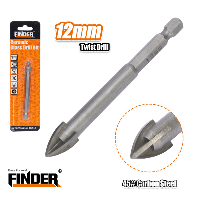 Glass/tile drill bit, square - 12mm - Finder - 196674