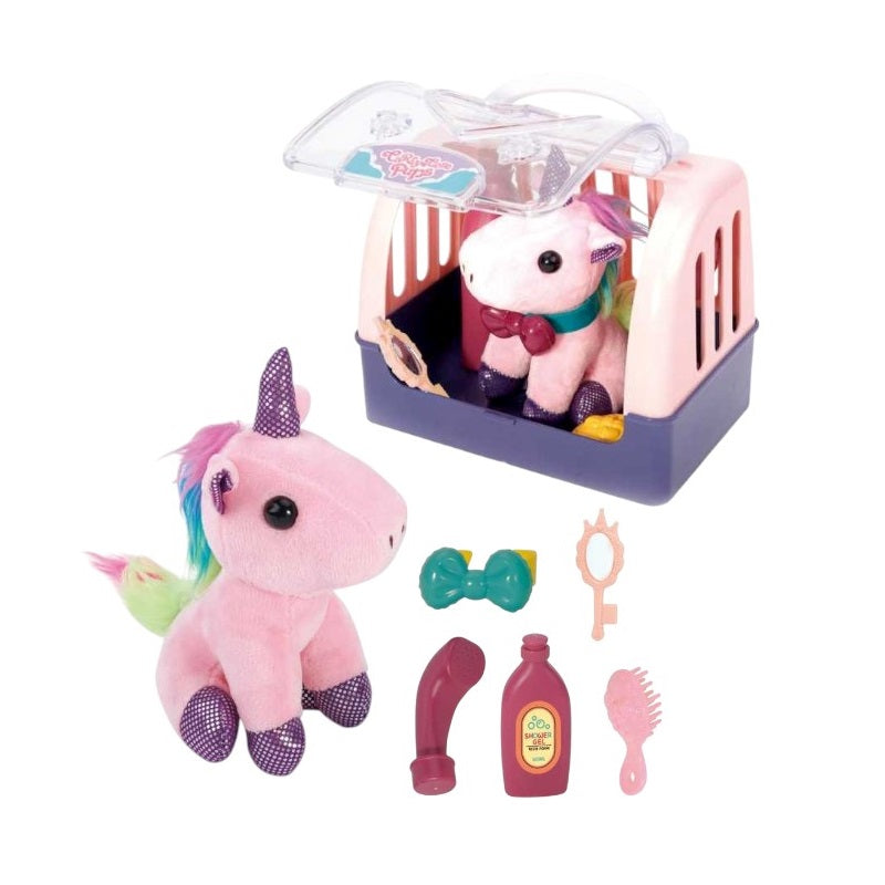 Plush unicorn with care accessories &amp; carrying bag - DR5073 - 215403