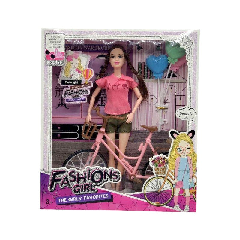 Doll with bicycle &amp; accessories - 1063-1 - 215526