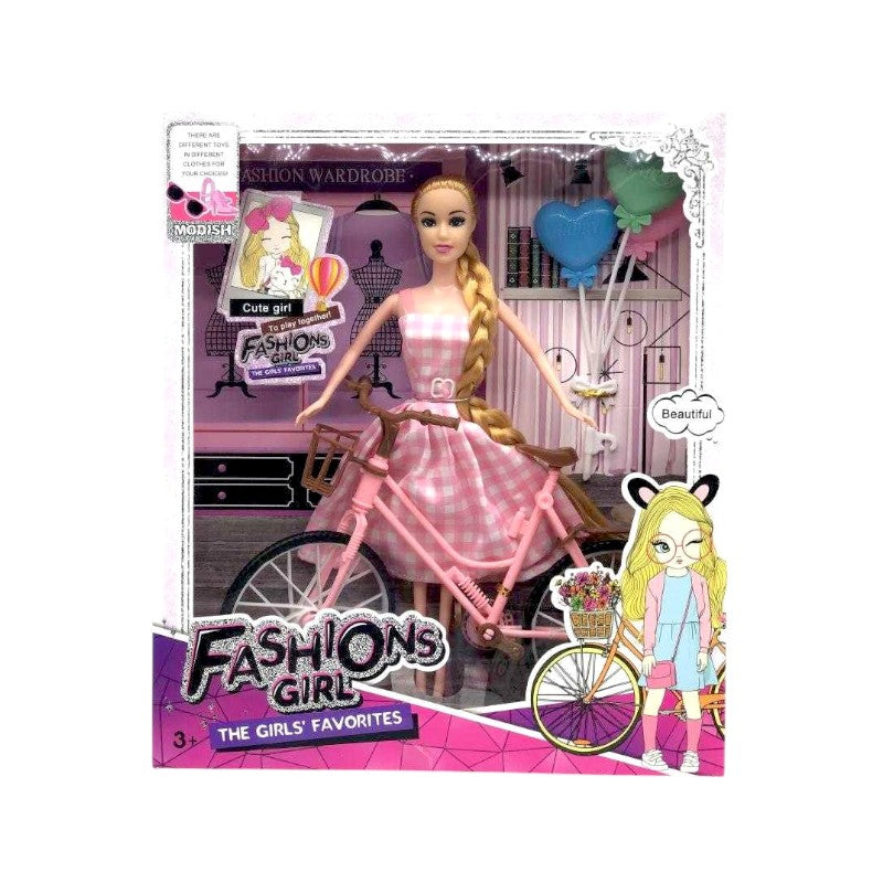Doll with bicycle &amp; accessories - 1063-211 - 215527