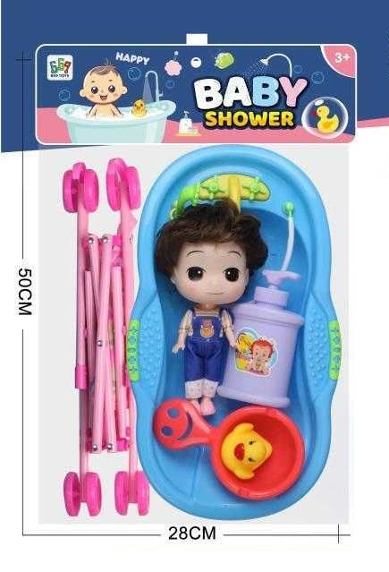 Κούκλα με σετ μπάνιου και καροτσάκι - 669-702C - 215564