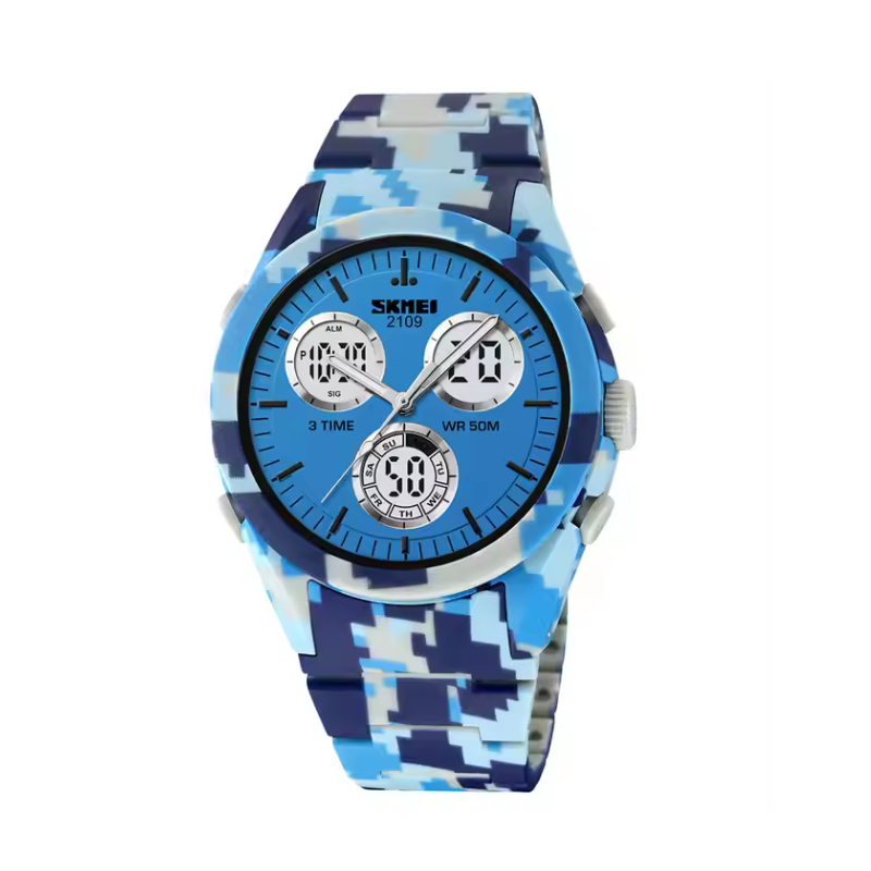 Ψηφιακό/αναλογικό ρολόι χειρός – Skmei - 2109 - Army Light Blue - iThinksmart.gr