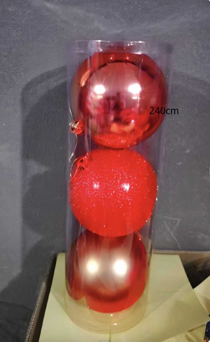 Σετ Χριστουγεννιάτικες μπάλες - 12cm - 3pcs - 326123 - Red