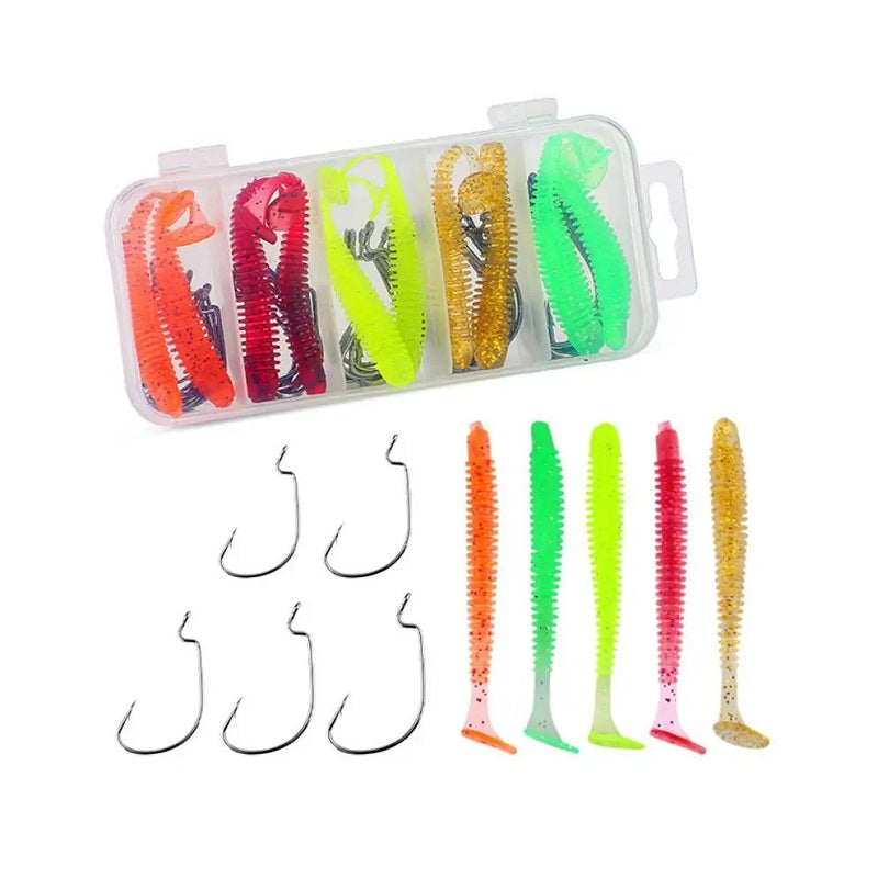 Set of fishing baits with hooks in case - 61pcs - 31821